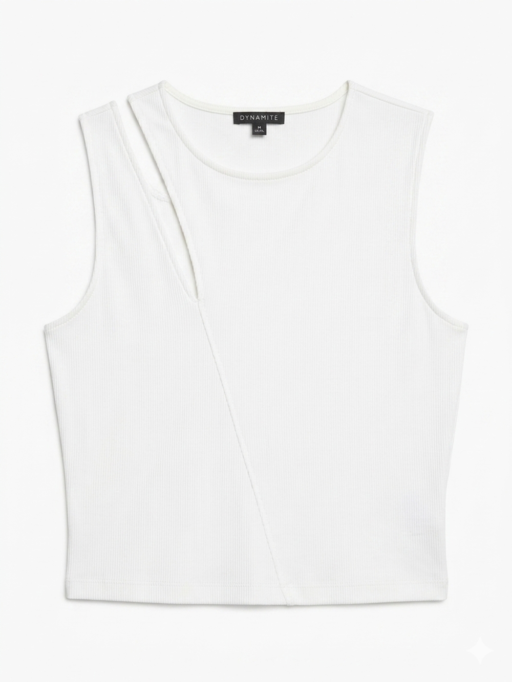 Dynamite White Ribbed Asymmetrical Cut-Out Tank Top - Size L